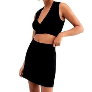 Free people black ribbed mini skirt